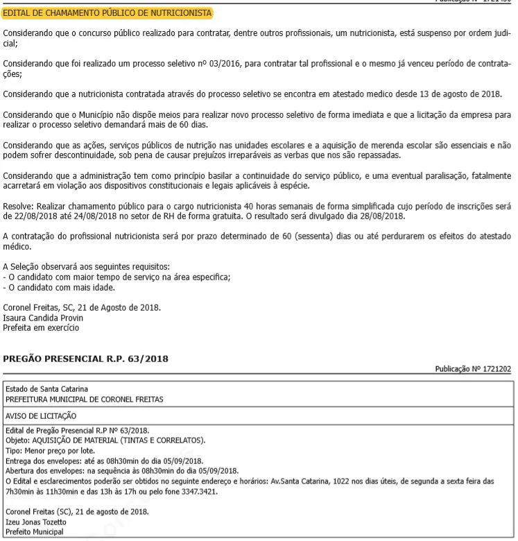 coronel freitas - Prefeitura de Coronel Freitas - SC anuncia Processo Seletivo para contratação emergencial