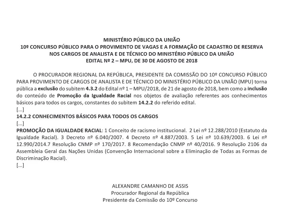 MPU Retifica - Concurso Público MPU é retificado