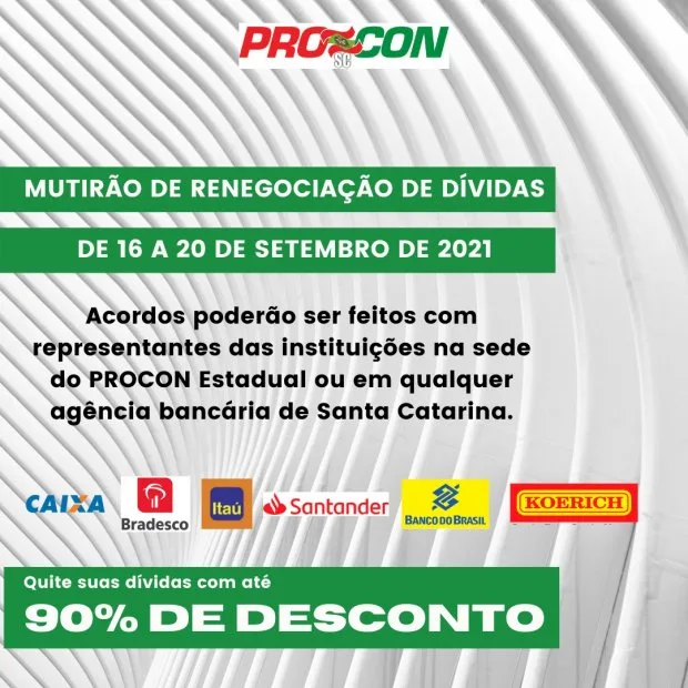 procon mutirao 20210817 1187338375 - PROCON/SC e instituições bancárias promovem mutirão para renegociar dívidas