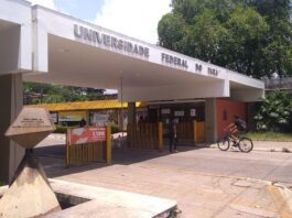 Professores e alunos em sala de aula da Universidade Federal do Pará, discutindo temas médicos e de linguística.