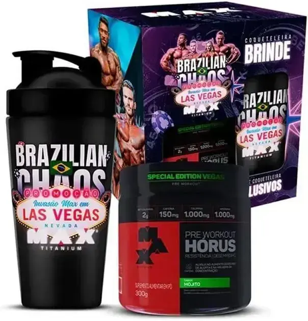 PROMOPACK HÓRUS INVASÃO VEGAS POTE 300G SABOR MOJITO + COQUETELEIRA