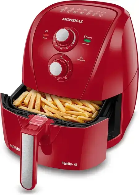 Fritadeira Sem Óleo Air Fryer 4L, Mondial, Vermelho, 1500W, 220V - AFN-40-FR